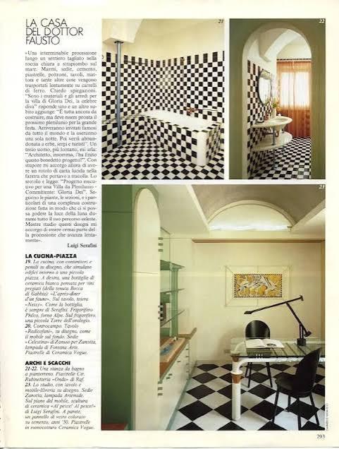 Articolo Vogue Home 1982 — dettaglio degli interni firmati Luigi Serafini