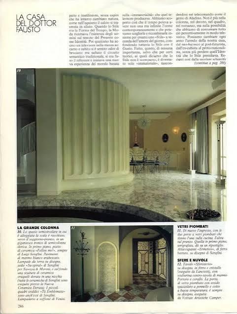 Articolo Vogue Home 1982 — dettagli scenografici della villa